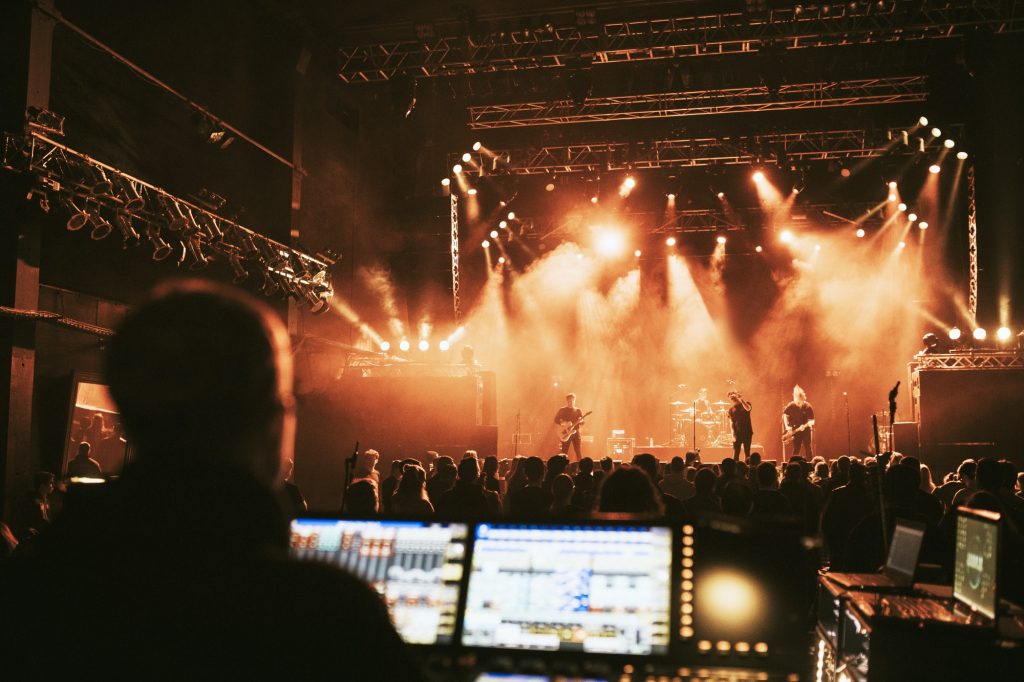 Sound engineer in a live concert